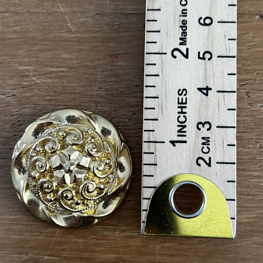 Vintage Shoe Clips Signed Bluette Made in France‎ Round Gold Tone Classic Style - Picture 5 of 5